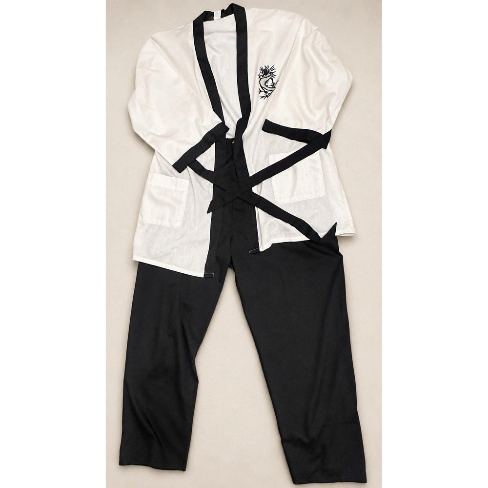 Vintage 70s Sears Mens XL Dragon Lounge Pajama Set Robe Pants Sash USA